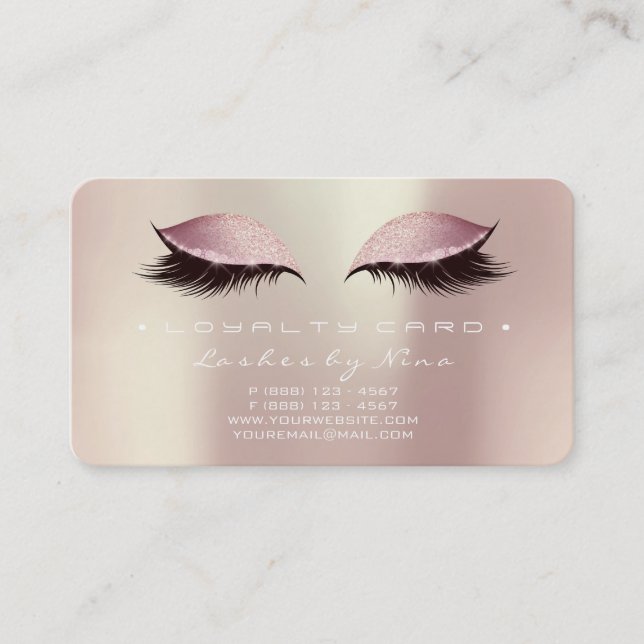 Carte De Fidélité Nina Loyalty Card 6 Beauté Lashes Rose Rose Gold (Devant)