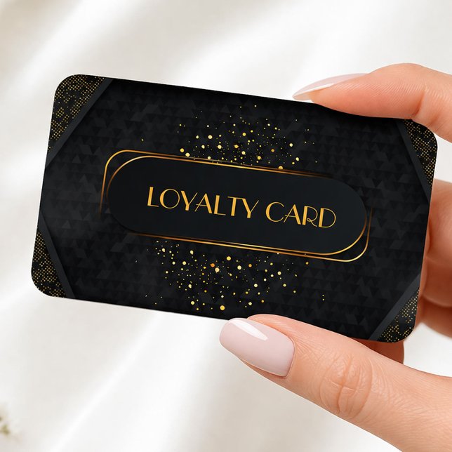 Carte De Fidélité Noir & Or Élégant Punch de Récompense Client (Black & Gold Elegant Customer Reward Punch Loyalty Card, Business Card, Client Card)