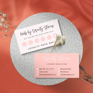 Carte De Fidélité Noir Script Blush Rose Beautician 6 Visites