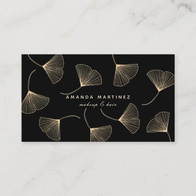 Carte de fidélité noire Ginkgo Gold Falling Feuill (Devant)