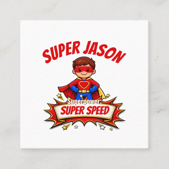 Carte De Fidélité Nom de super-héros personnalisé pour enfants (Devant)