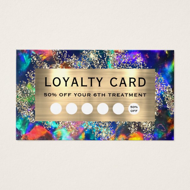 Carte de fidélité opale bleue parties scintillant  (Devant)