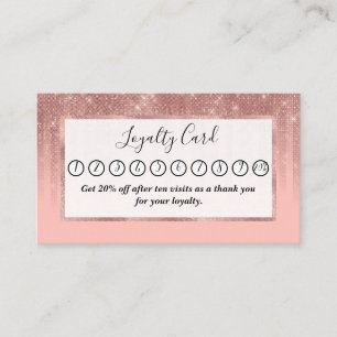 Carte De Fidélité Or rose rose glamour Parties scintillant rayé