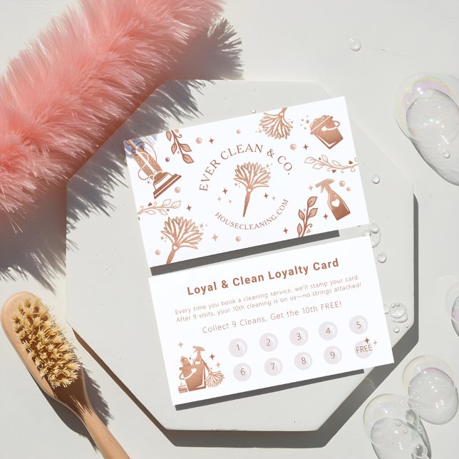 Carte De Fidélité Outils et fournitures de nettoyage ménager et mais (Professional Maid & House Cleaning Tools/Supplies Loyalty Card)