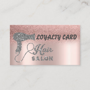 Carte De Fidélité Paillettes Ombre Rose Gold Cœurs,Sèche-cheveux