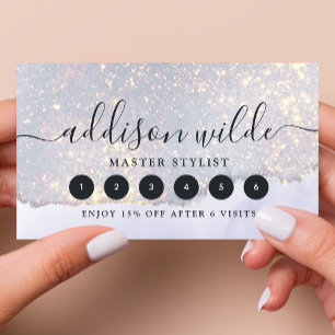 Carte De Fidélité Paillettes violettes holographiques Luxe Glam irid