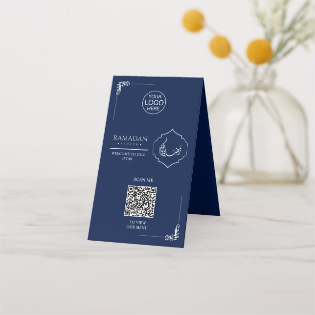 Carte De Fidélité Pancarte de table QR Code pour Iftar Ramadan Karee (Devant)