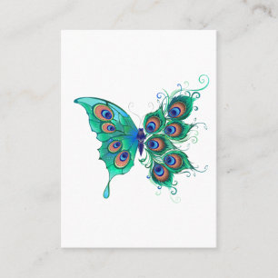 Carte De Fidélité Papillon avec plumes de paon vertes