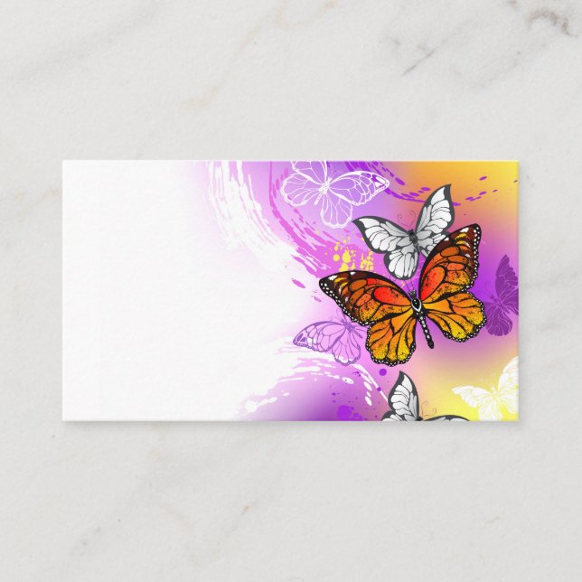 Carte De Fidélité Papillons Monarque sur Arrière - plan pourpre (Devant)
