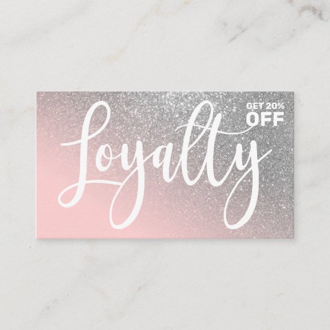 Carte De Fidélité Parties scintillant en argent rose vif Type de dég (Devant)