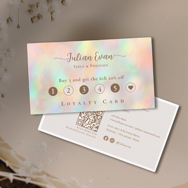 Carte De Fidélité Parties scintillant Holographique maquillage beaut (Glitter Holographic Beautician Makeup Loyalty Card)