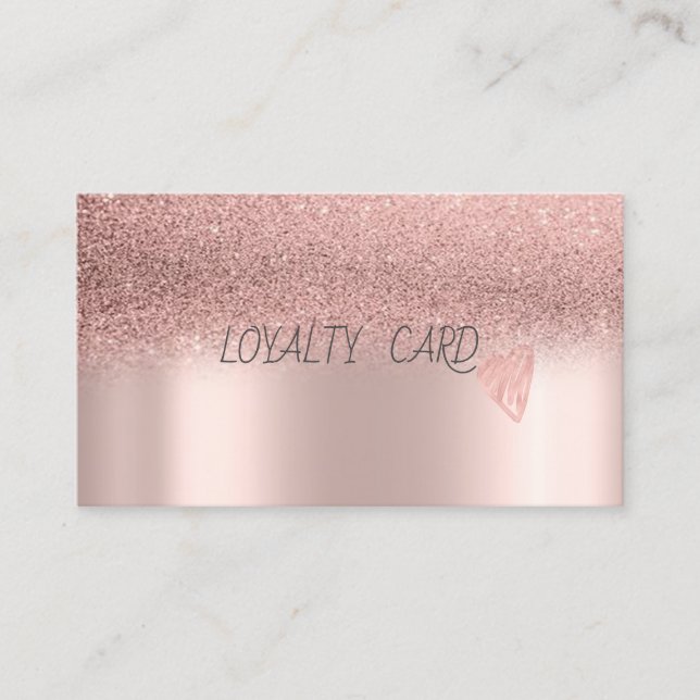 Carte De Fidélité Parties scintillant moderne Ombre Rose Gold Hearts (Devant)