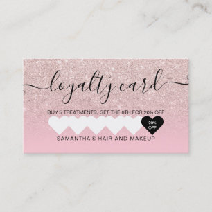 Carte De Fidélité parties scintillant rose chic : maquillage de coeu