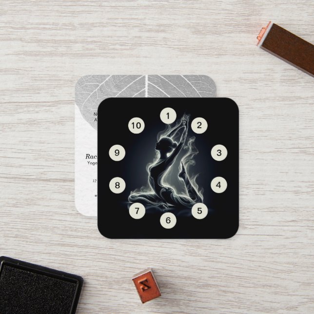 Carte De Fidélité Passe de classe King Pigeon Yoga Blanc Noir (Devant/Arrière en situation)