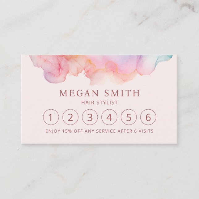 Carte De Fidélité Pastel Liquide Encre D'Alcool (Devant)