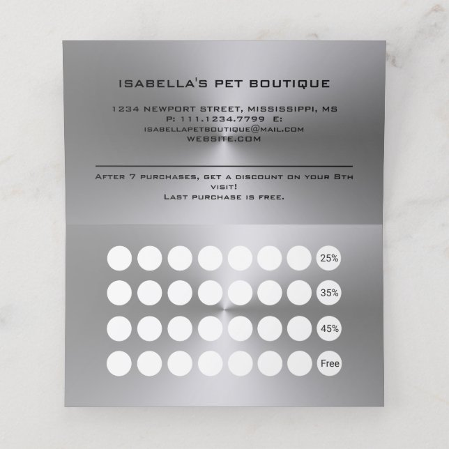 Carte De Fidélité Paw Chien Argent sur le service Grossiste pour Ani (Intérieur déplié)