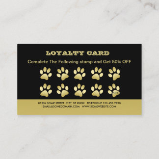 Carte De Fidélité Paw chien brillant or sur le service de grossissem