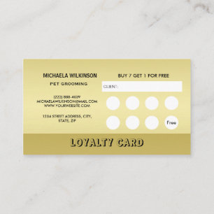 Carte De Fidélité Paw chien brillant or sur le service de grossissem