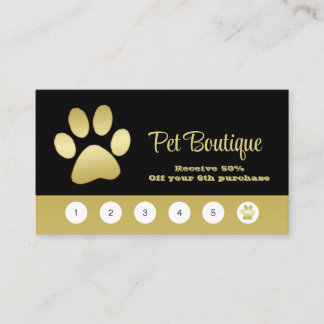 Carte De Fidélité Paw chien brillant or sur le service de grossissem