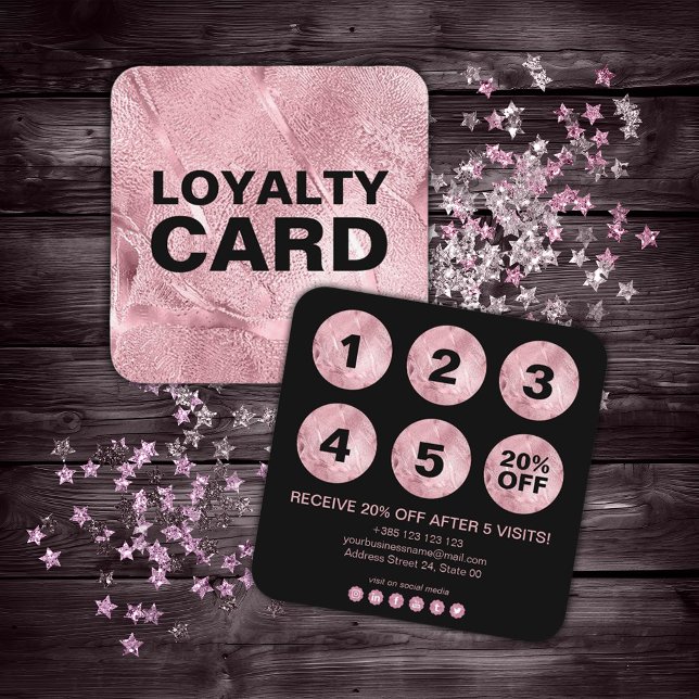 Carte De Fidélité Peinture rose brillant élégant (Créateur téléchargé)