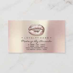 Carte De Fidélité Perle de maquillage d'or de lèvres de salon de
