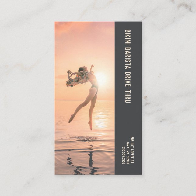 Carte De Fidélité Photo Leap Bikini Barista Double Numéro Café (Devant)