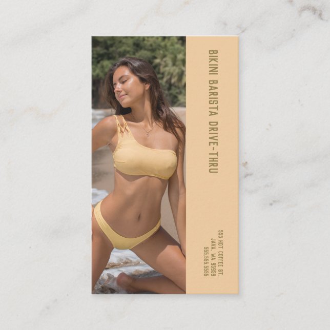 Carte De Fidélité Photo Plage Bikini Barista Double Numéro Café (Devant)