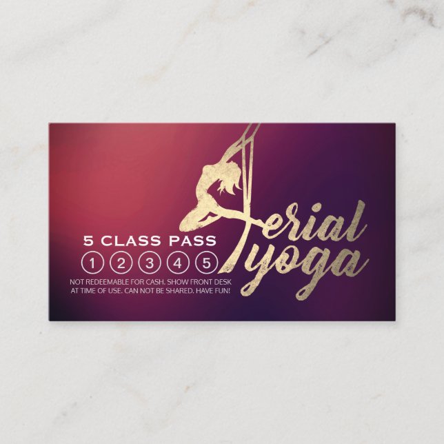 Carte De Fidélité Pilates de yoga aérien Classe Fitness Pass Fidélit (Devant)