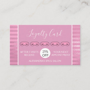 Carte De Fidélité Pink Foil Stripes Massage et Loyauté Spa