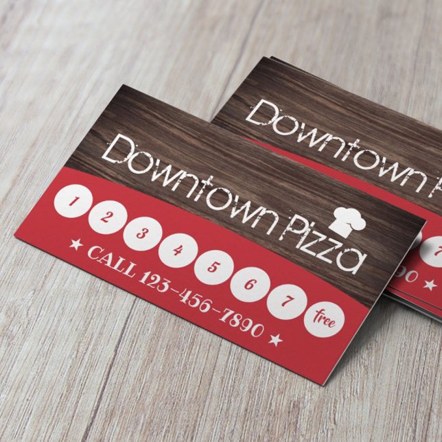 Carte De Fidélité Pizza Pasta Restaurant Rustique Bois Loyauté (Créateur téléchargé)