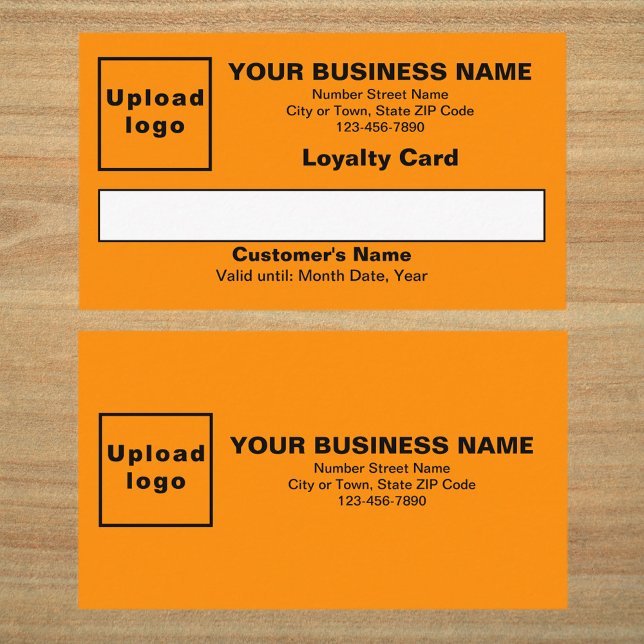 Carte de fidélité plat Business Orange (Front and back sides of orange color loyalty card. Loyalty card for your loyal customers.)