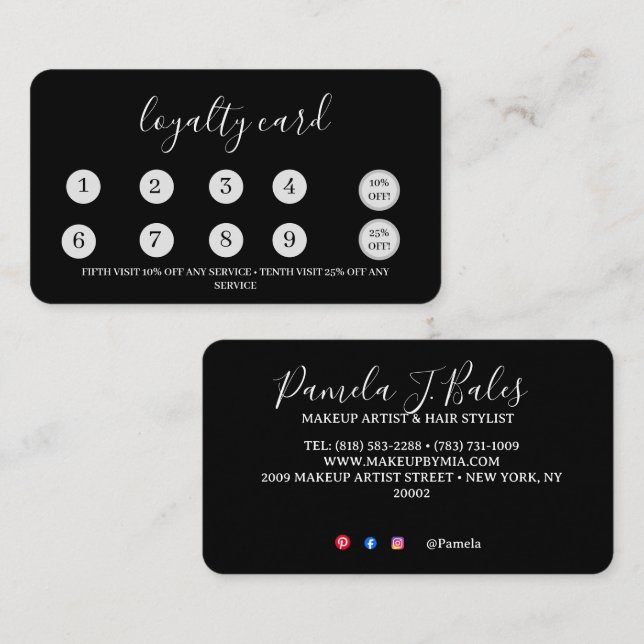 Carte de Fidélité Plate 3,5" x 2,0" (Devant / Derrière)