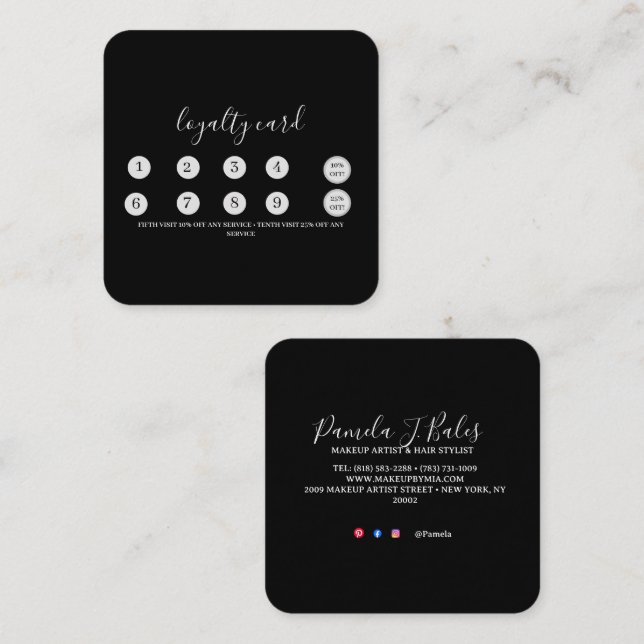 Carte de Fidélité Plate 3,5" x 2,0" (Devant / Derrière)