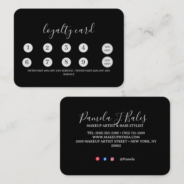 Carte de Fidélité Plate 3,5" x 2,0" (Devant / Derrière)