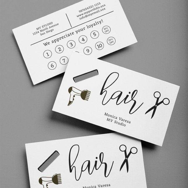 Carte de Fidélité Plate pour Coiffeur Coiffeuse (Créateur téléchargé)