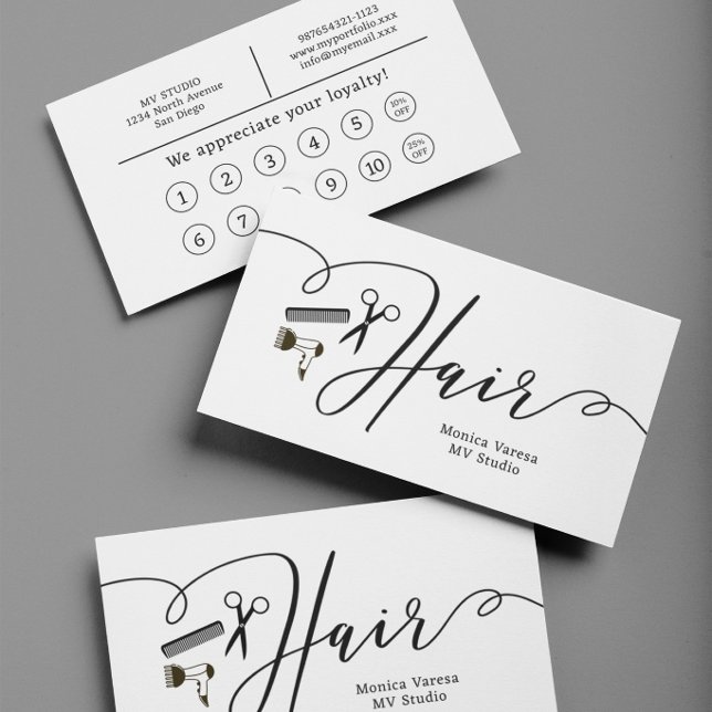 Carte de Fidélité Plate pour Coiffeur Coiffeuse Pe (Créateur téléchargé)