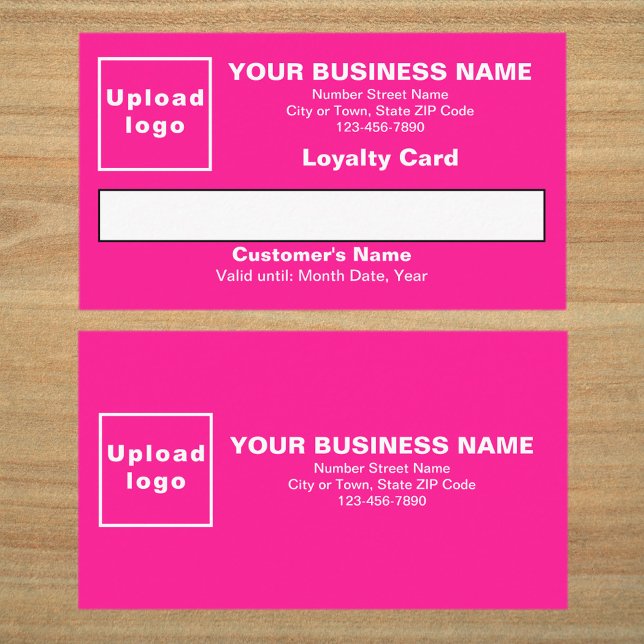 Carte de Fidélité Plate Rose Entreprise (Front and back sides of pink loyalty card. Loyalty card for your loyal customers.)