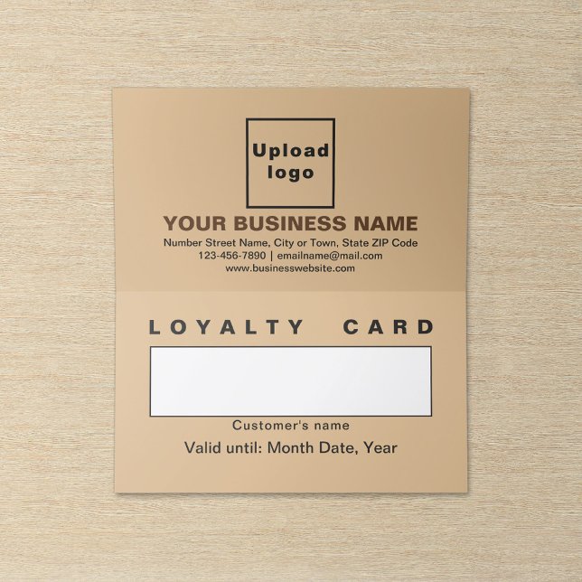 Carte de fidélité pliée Brown Affaires (Business light brown folded loyalty card.)