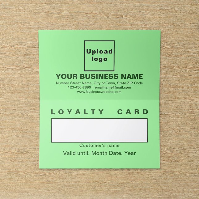Carte de fidélité pliée verte Affaires (Business light green folded loyalty card.)