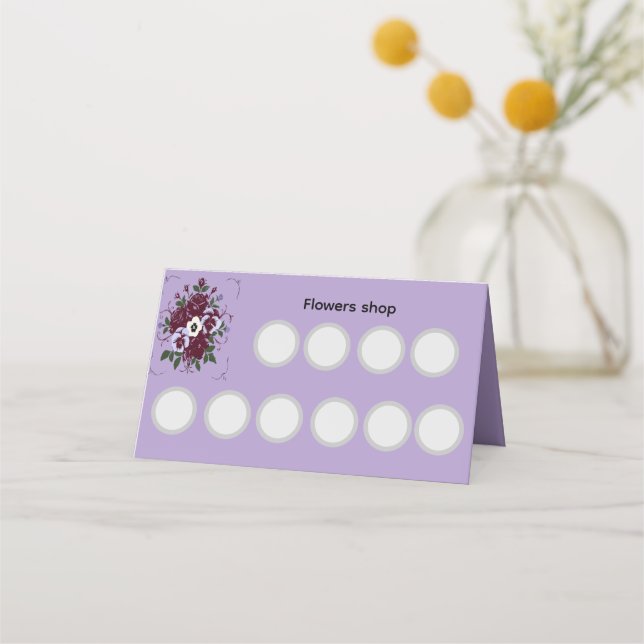 Carte de fidélité pliée Violettes 20 points  (Devant)