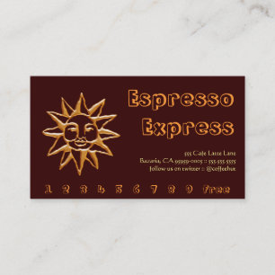 Carte De Fidélité Poinçon de boissons de café de Sun d'or/carte de