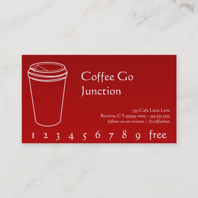 Carte De Fidélité Poinçon de boissons de café/rouge de gradient (Devant)