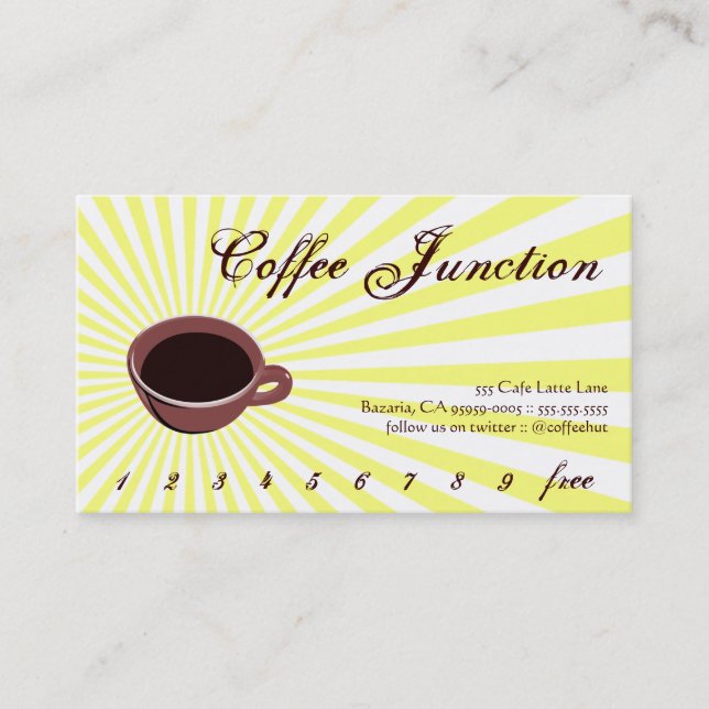 Carte De Fidélité Poinçon de boissons d'éclat de café/carte de (Devant)