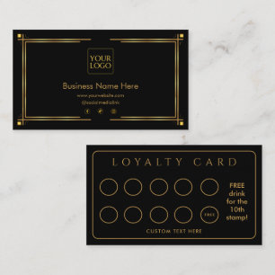 Carte De Fidélité Points Formels de Boutique d'Affaires Bordure Or