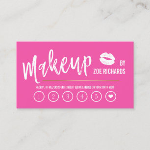 Carte de fidélité pour artiste maquillage rose cha