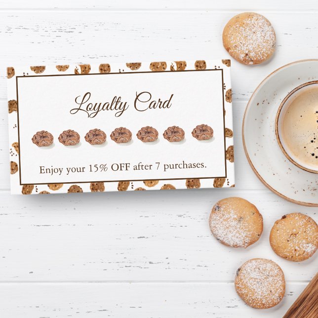 Carte de fidélité pour cookies aux pépites de choc (Sweeten your visits with our Watercolor Chocolate Chips Cookie Loyalty Card!)