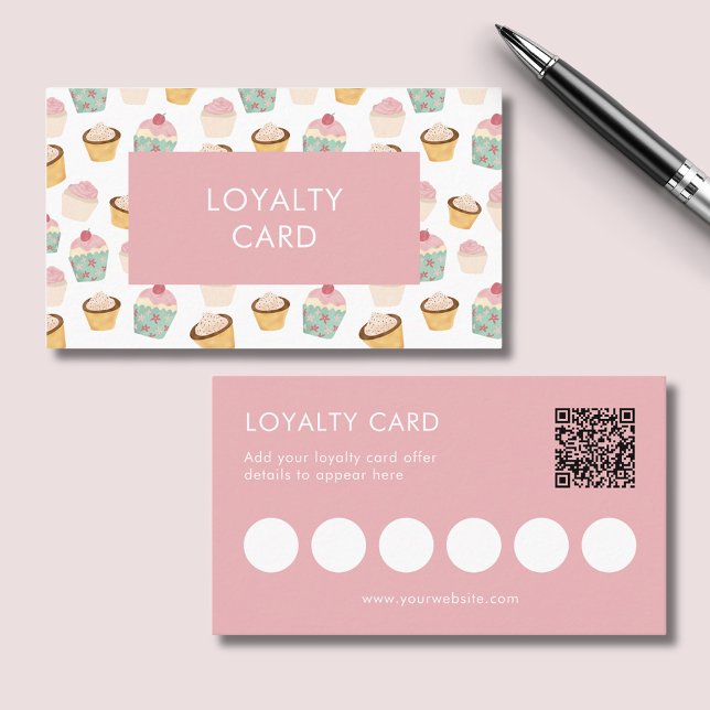 Carte de Fidélité pour Entreprise de Boulangerie d (Cupcake themed loyalty card.  Perfect for cafes, coffee shops and bakeries.)