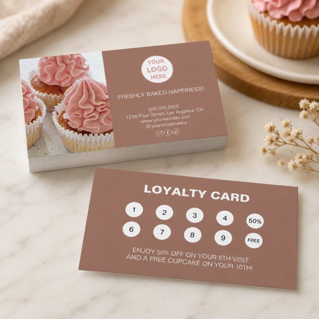 Carte de fidélité pour entreprise de logo de boula (Bakery Logo Business Reward Loyalty Card)