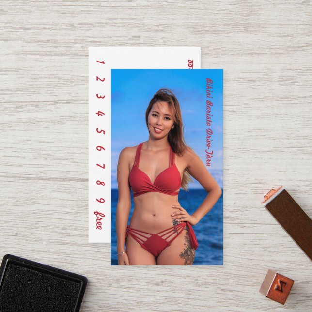 Carte de fidélité pour le "Drive-Thru" au café pho (Devant/Arrière en situation)