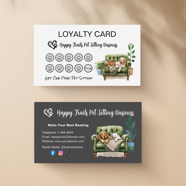 Carte de fidélité pour les animaux de compagnie et (Pet Care Business Loyalty Card)